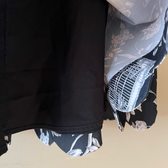 Talbots Black/Grey/White Bird Cages/Floral/Branches Print A-Line Skirt - Picture 12 of 14